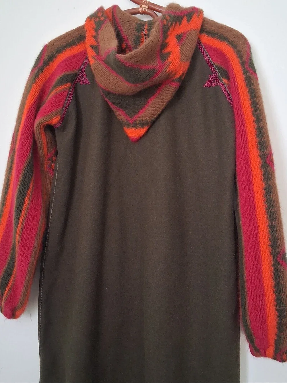 Wool Tribal Aztec Moroccan Inspired Djellaba Robe Coat Tunic Jacket Dress